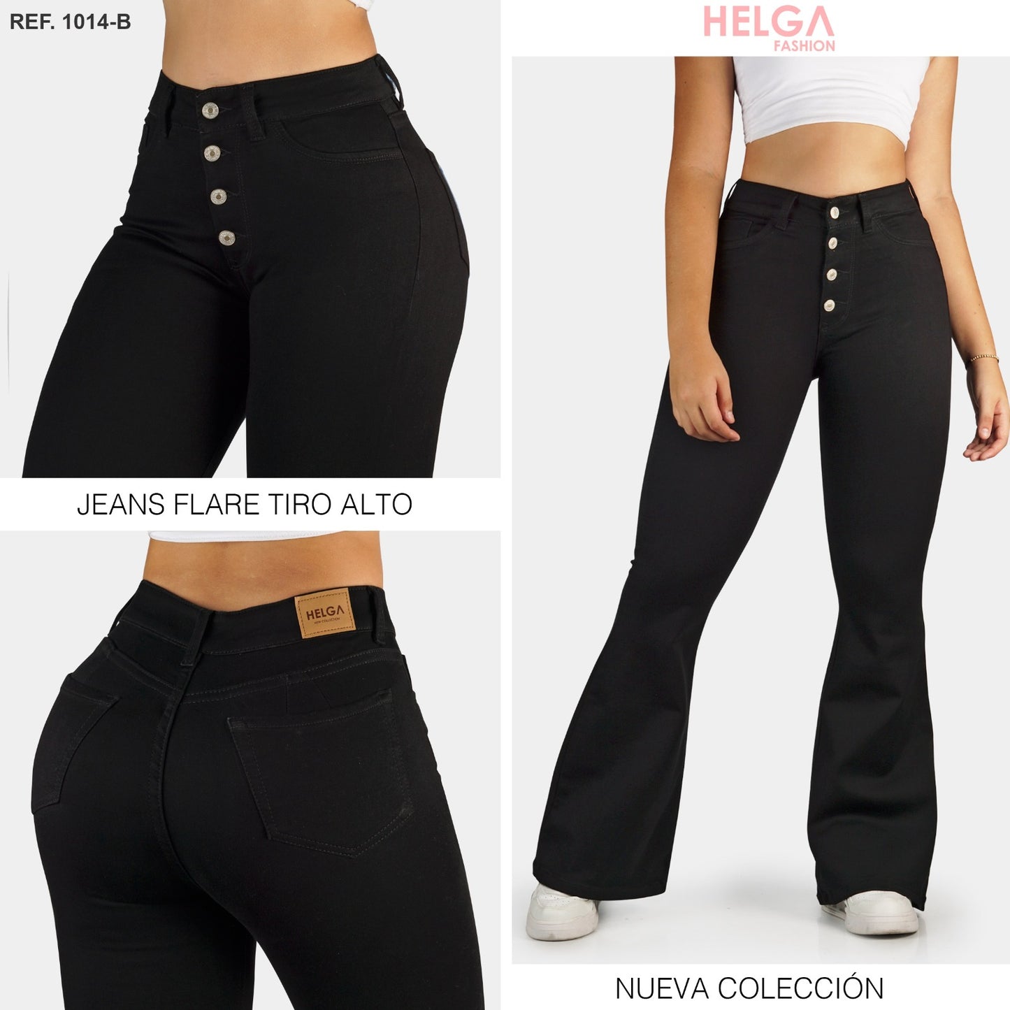 Jeans Bota Ancha Strech, Tiro Alto Ref 1014-B