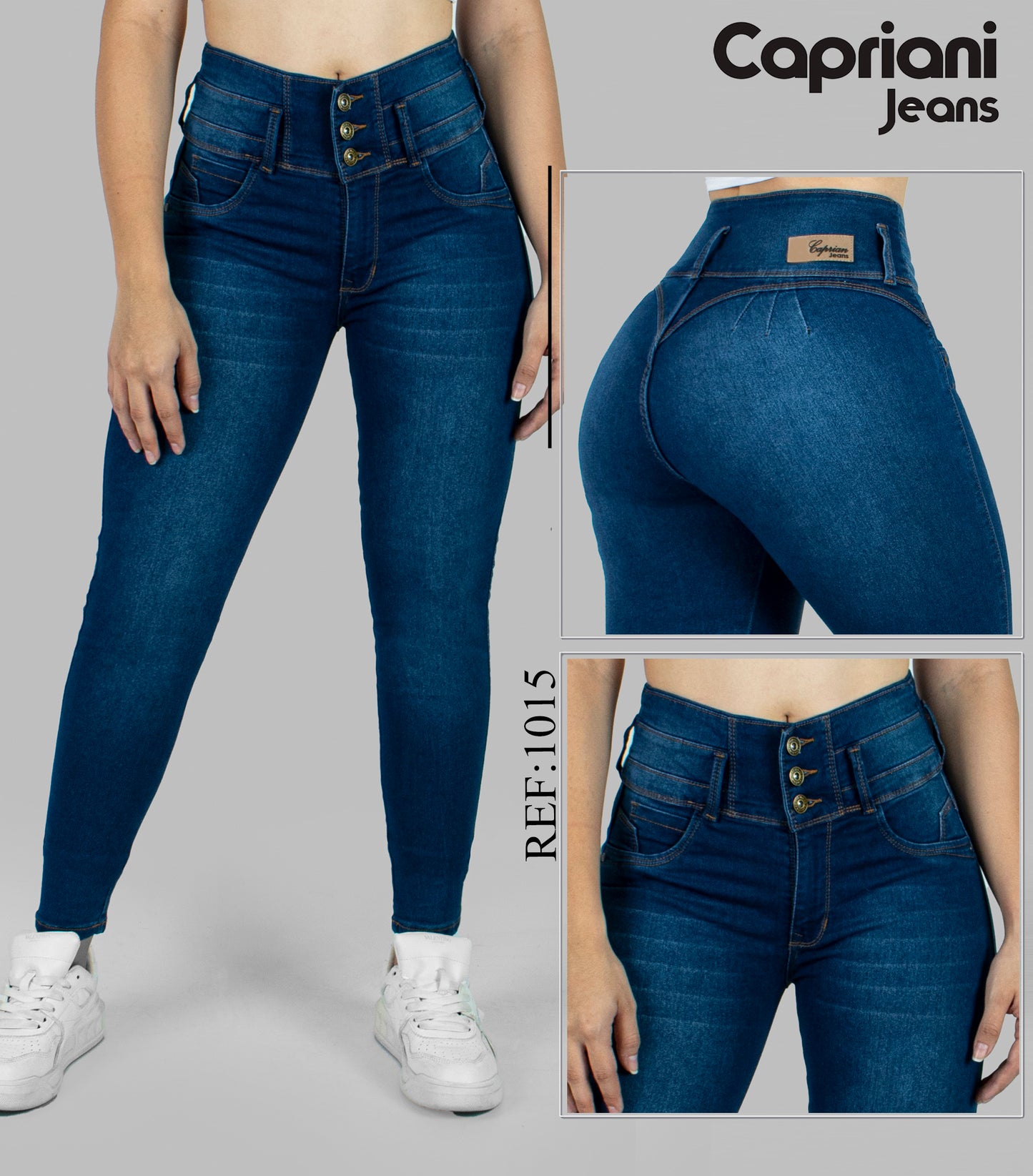Jeans Skinny Strech Control Abdomen, Tiro Alto Ref 1015