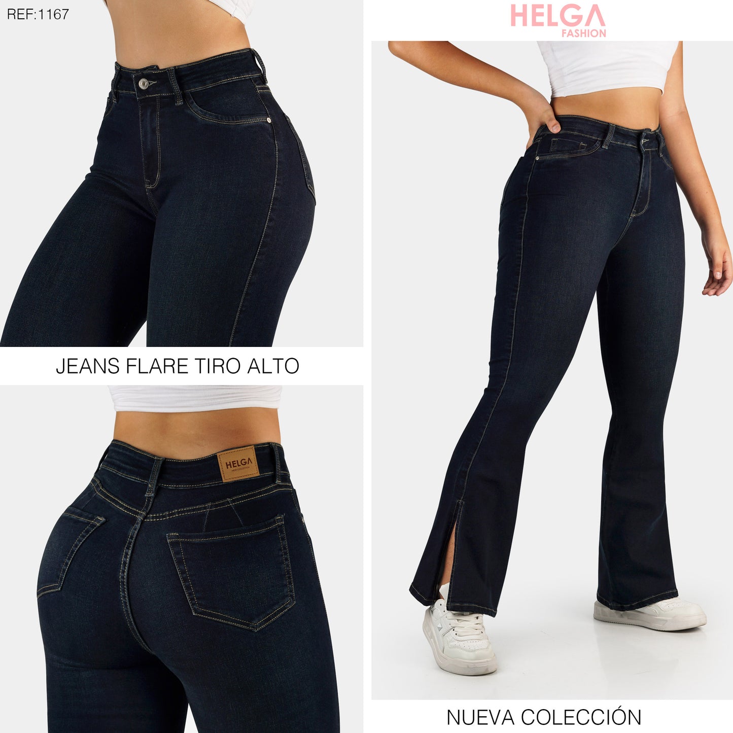 Jeans Bota Ancha Strech, Tiro Alto Ref 1167