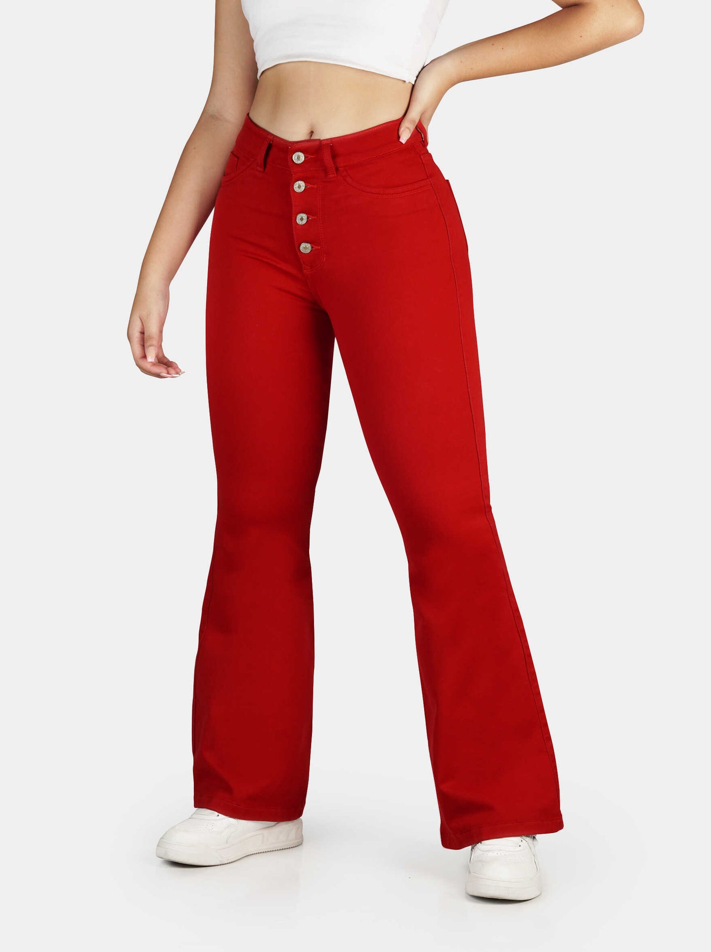 Jeans Bota Ancha Strech, Tiro Alto Ref 1235
