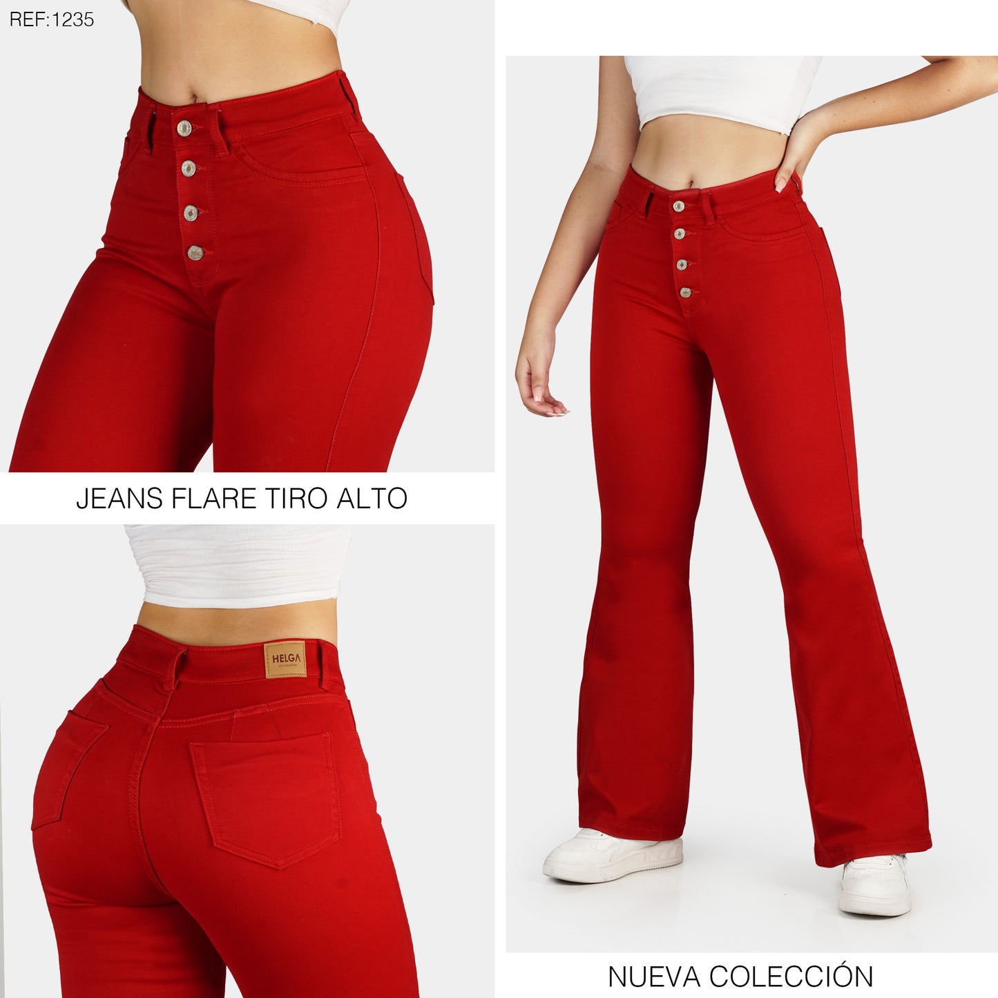 Jeans Bota Ancha Strech, Tiro Alto Ref 1235