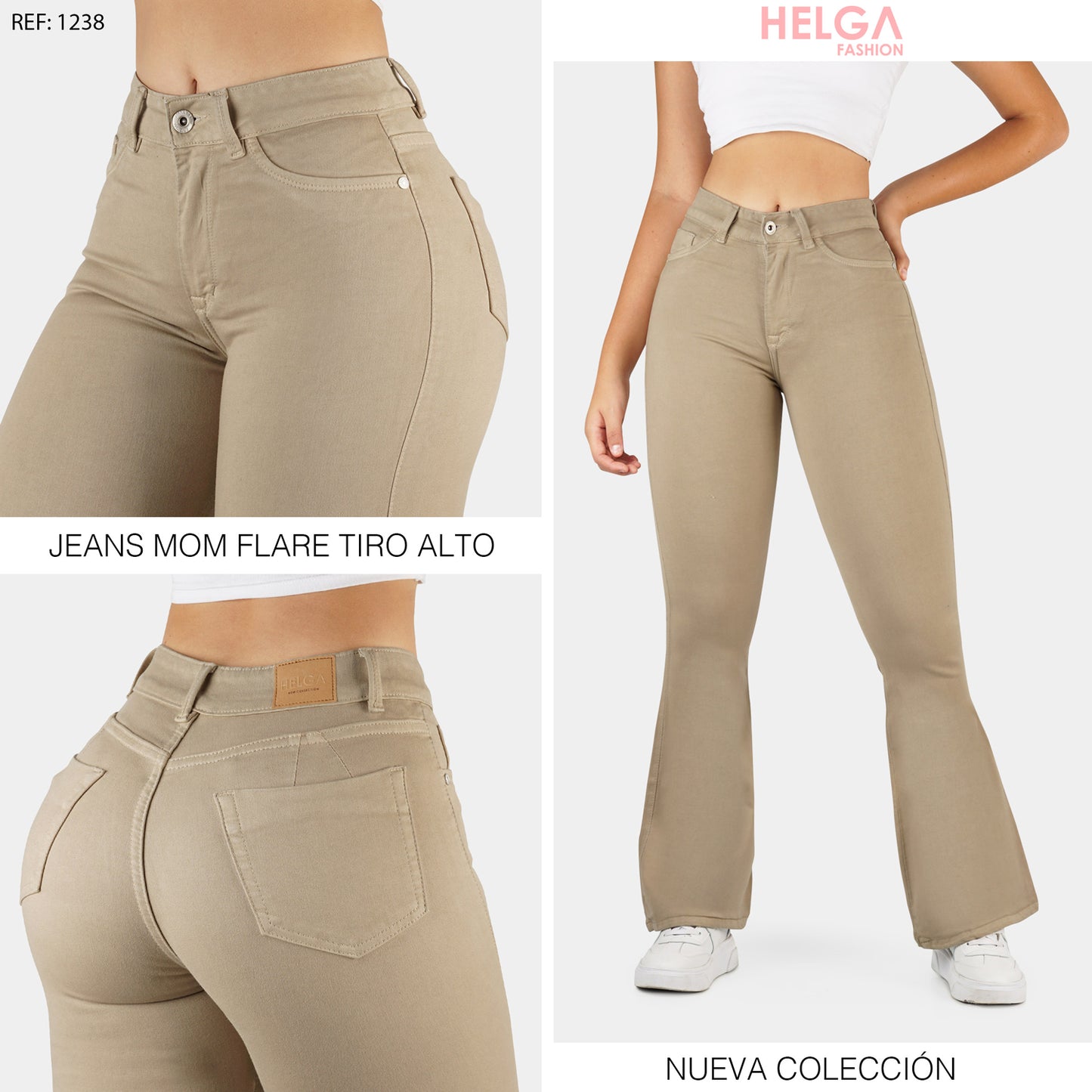 Jeans Bota Ancha Strech, Tiro Alto Ref 1238