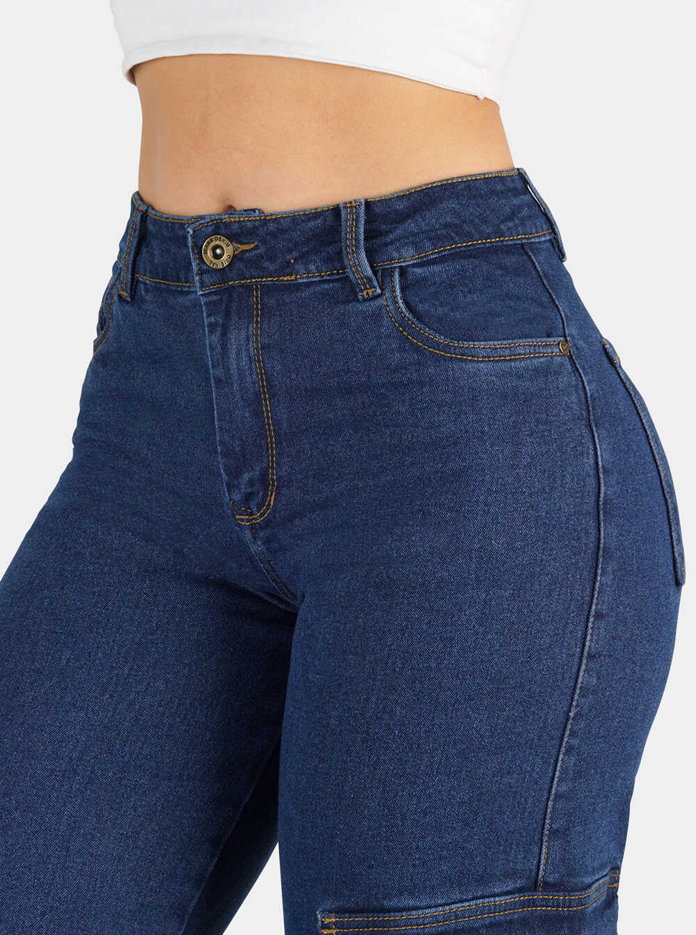 Jean Straight Cargo Tiro Alto 1241