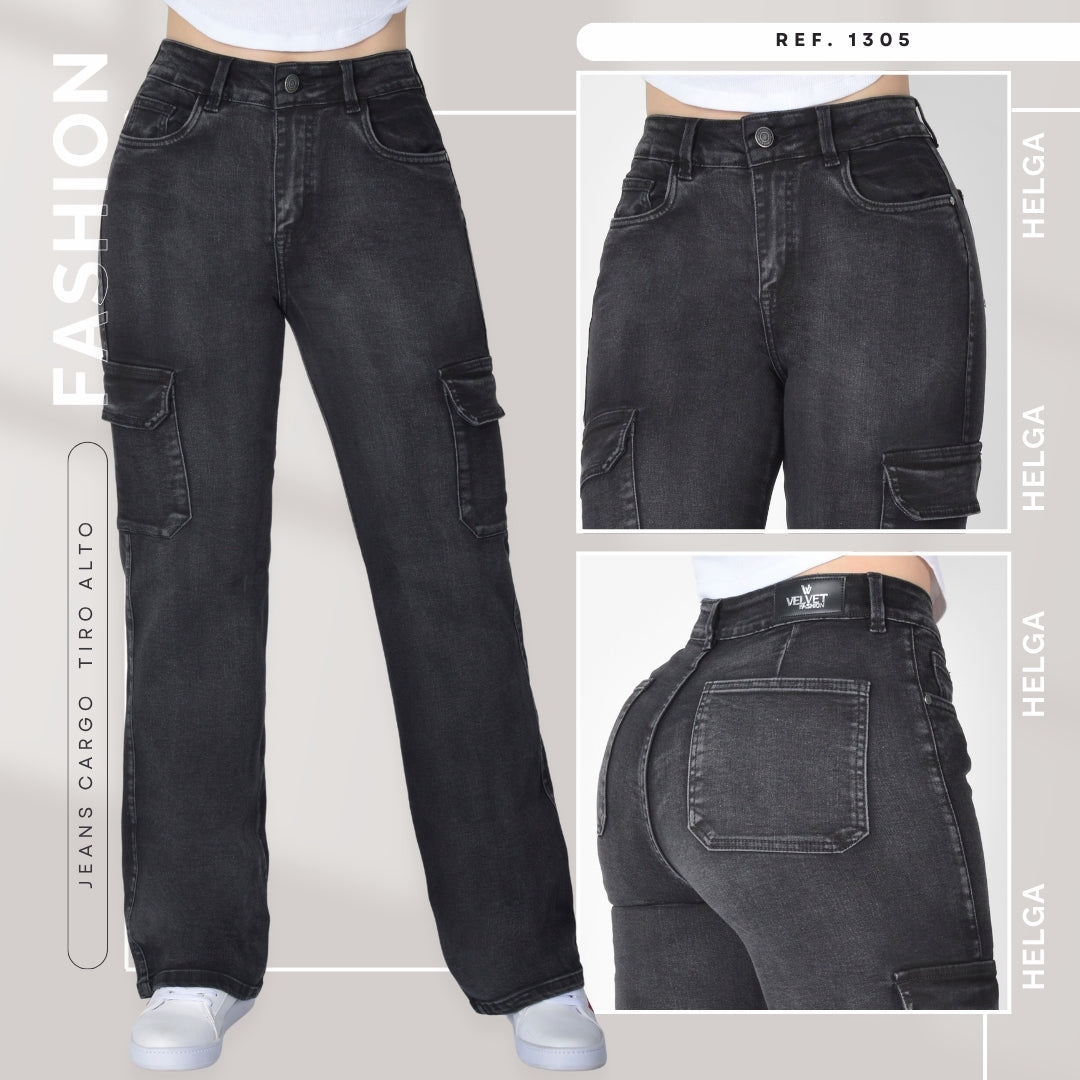 Jean Cargo Bota Recta , Tiro Alto Ref 1305