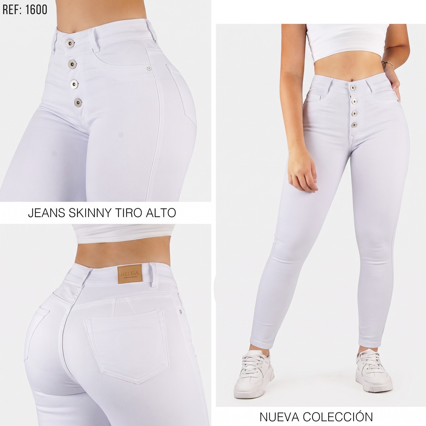 Jeans Skinny Strech, Tiro Alto Ref 1600 BLANCO