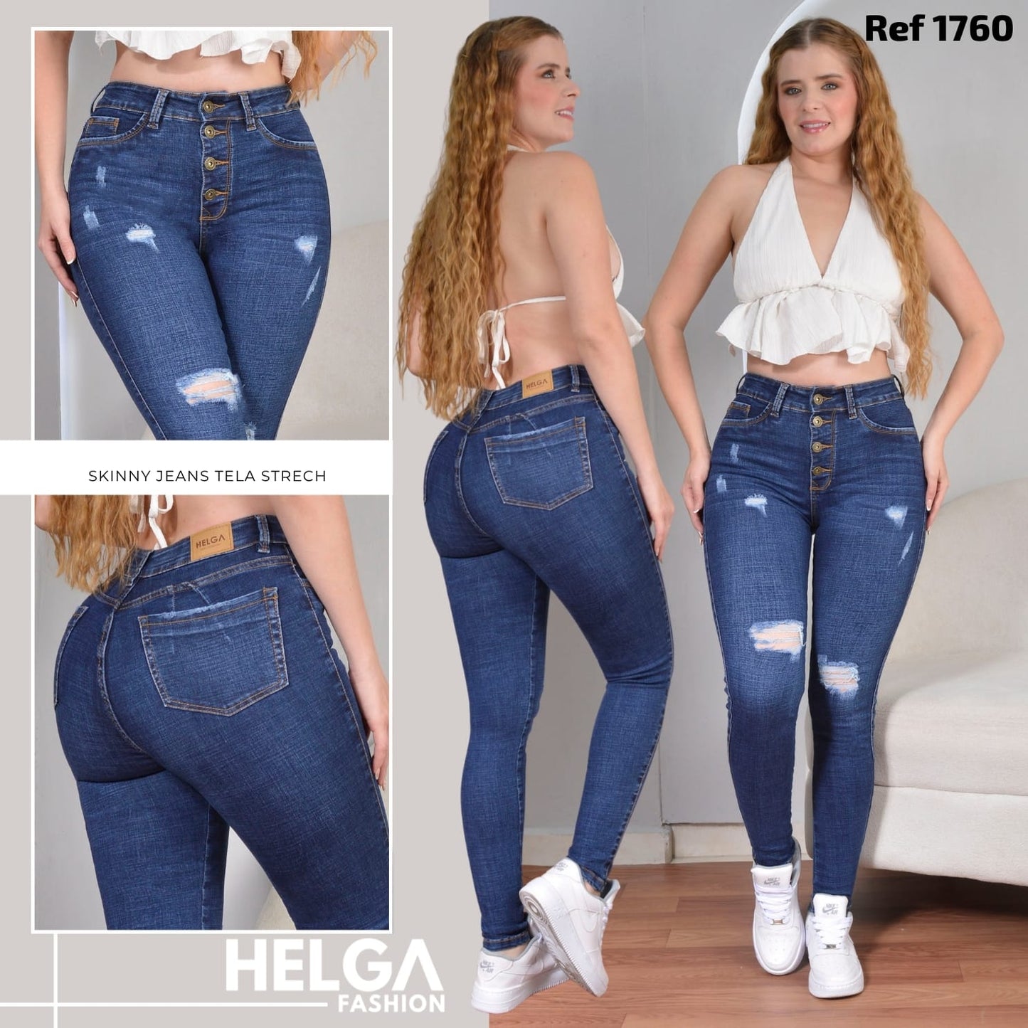 Jeans Skinny Strech, Tiro Alto Ref 1760