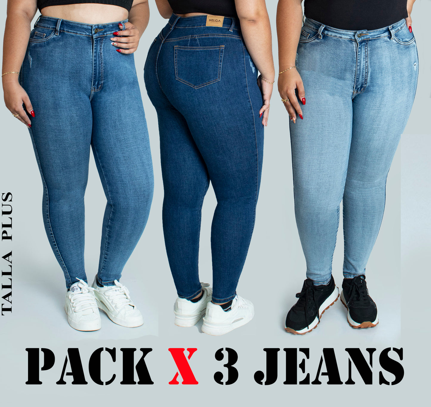 PACK X3 JEANS DAMA TALLA PLUS