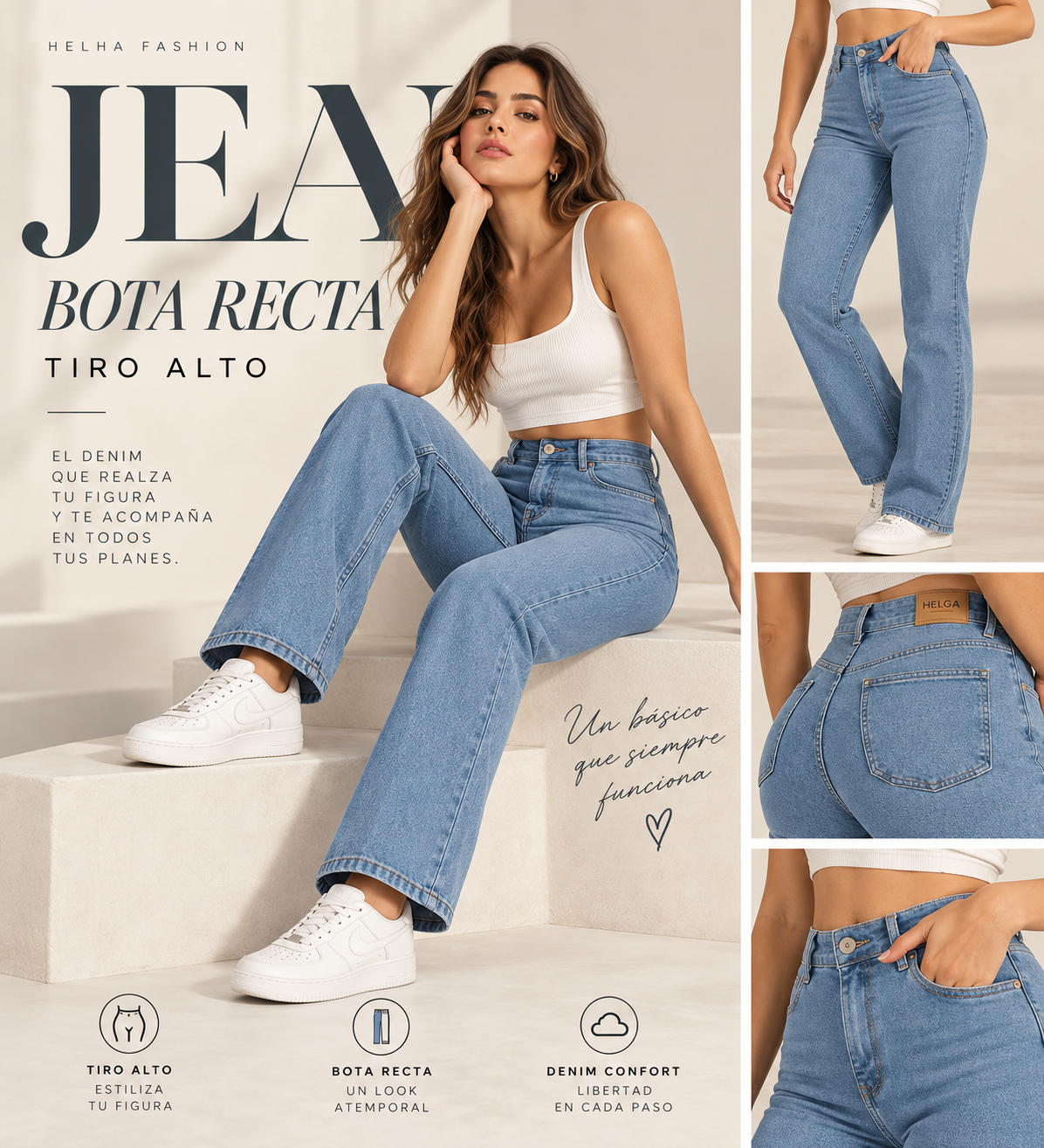 Jeans Bota Recta para Mujer