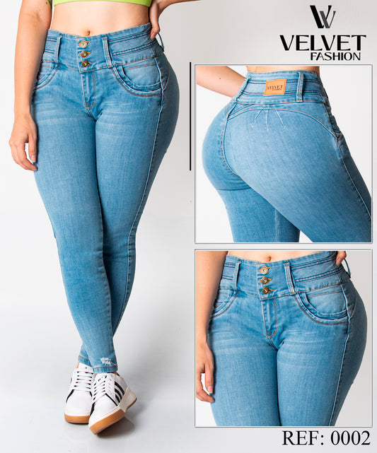 Jeans Skinny Strech Control Abdomen, Tiro Alto Ref 0002