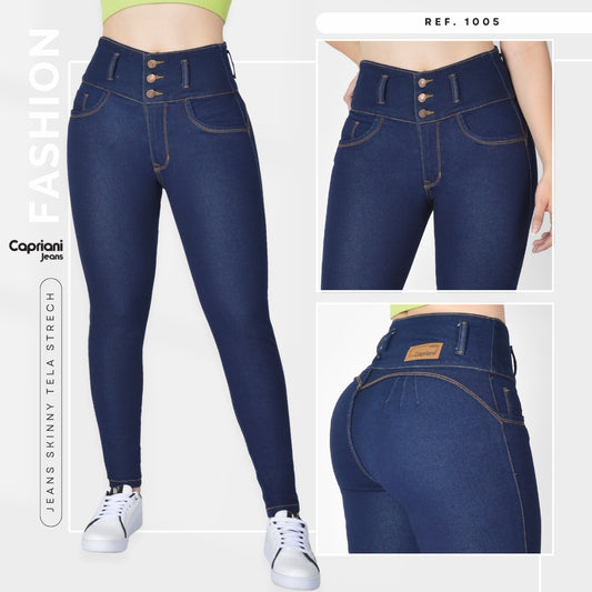 Jeans Skinny Strech Control Abdomen, Tiro Alto Ref 1005