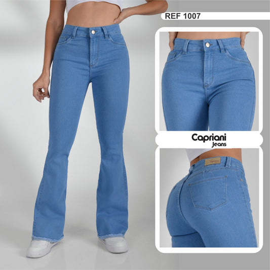 Jeans Bota Ancha Strech, Tiro Alto Ref 1007