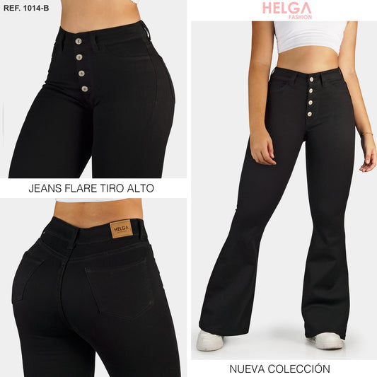 Jeans Bota Ancha Strech, Tiro Alto Ref 1014-B