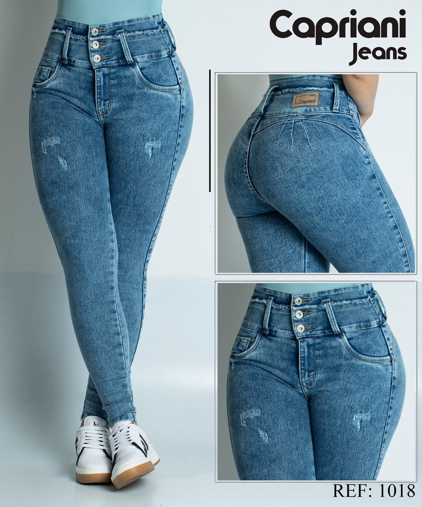 Jeans Skinny Strech Control Abdomen, Tiro Alto Ref 1018