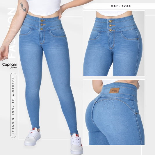 Jeans Skinny Strech Control Abdomen, Tiro Alto Ref 1025