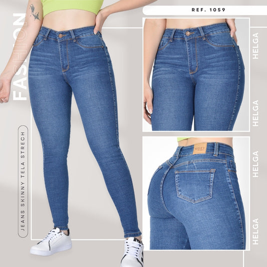 Jeans Skinny Strech Control Abdomen, Tiro Alto Ref 1059