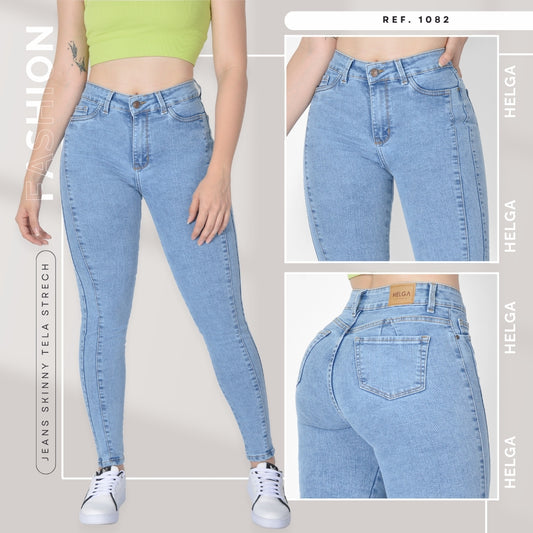 Jeans Skinny Strech Control Abdomen, Tiro Alto Ref 1082