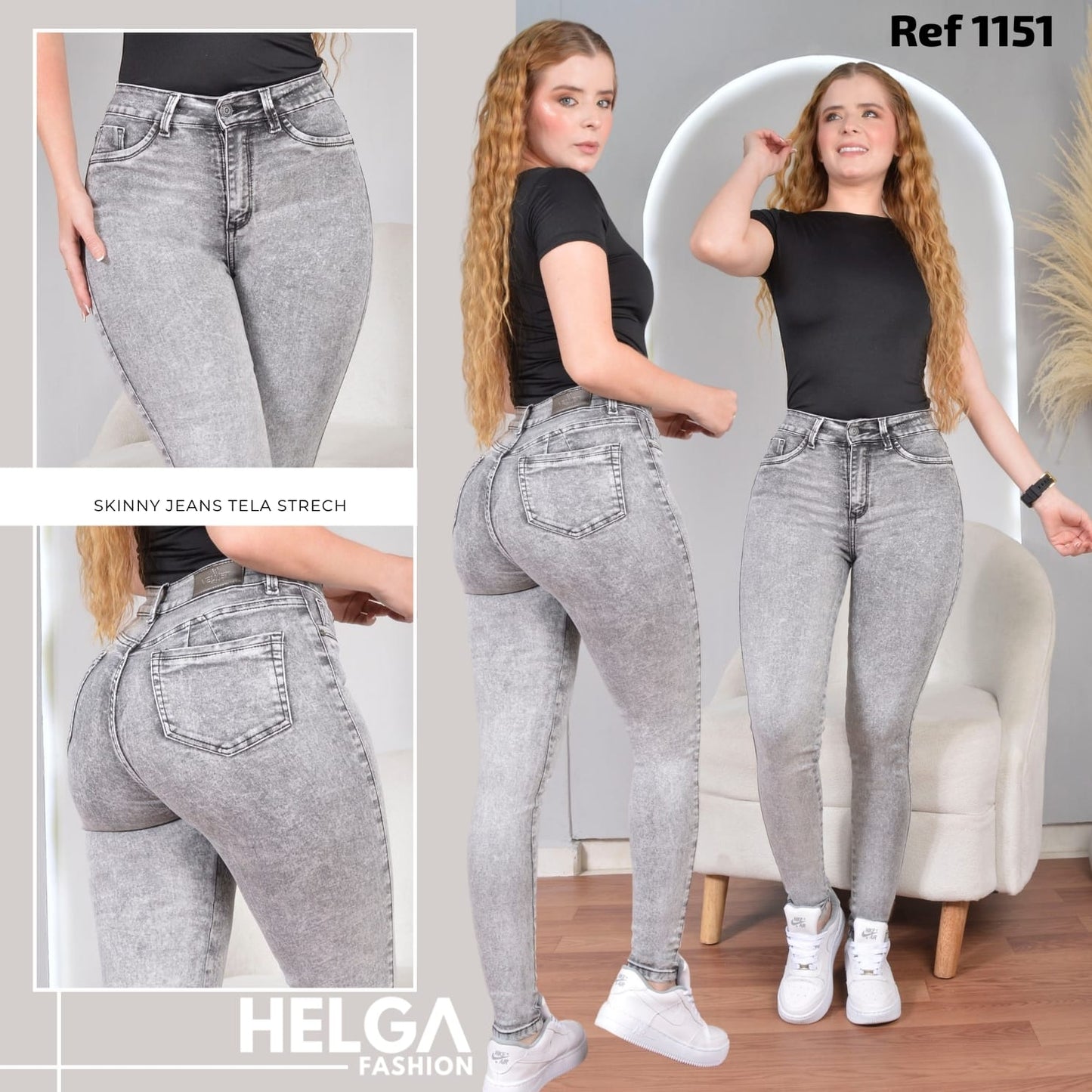 Jeans Skinny Strech, Tiro Alto Ref 1151
