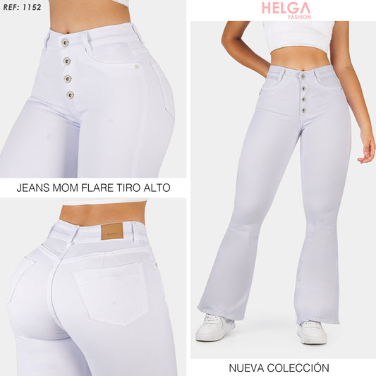 Jeans Bota Ancha Strech, Tiro Alto Ref 1152