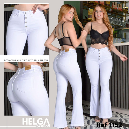 Jeans Bota Ancha Strech, Tiro Alto Ref 1152