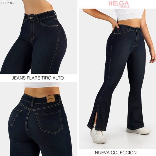 Jeans Bota Ancha Strech, Tiro Alto Ref 1167