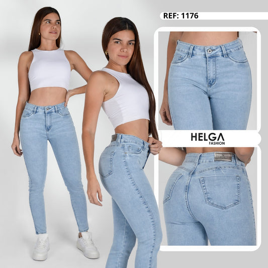 Jeans Skinny Strech Control Abdomen, Tiro Alto Ref 1176