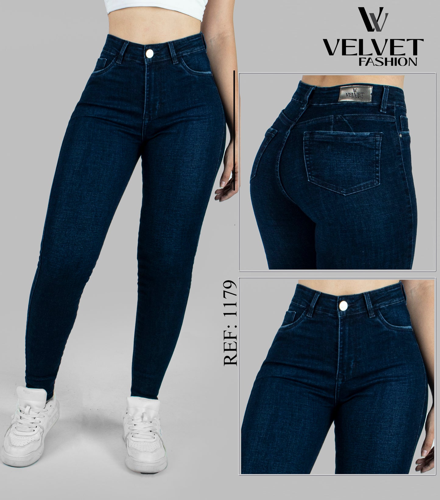 Jeans Skinny Strech Control Abdomen, Tiro Alto Ref 1179