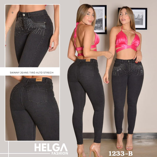 Jeans Skinny Strech, Tiro Alto Ref 1233-B