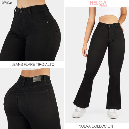 Jeans Bota Ancha Strech, Tiro Alto Ref 1234