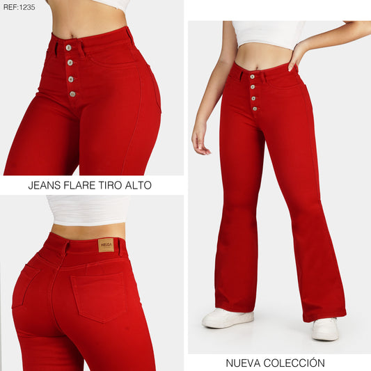 Jeans Bota Ancha Strech, Tiro Alto Ref 1235