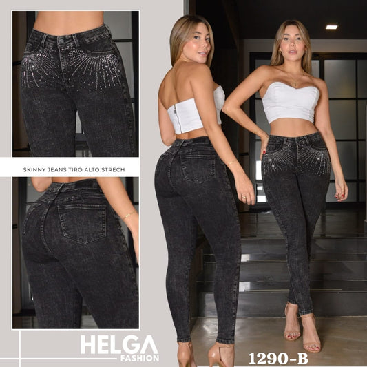 Jeans Skinny Strech, Tiro Alto Ref 1290-B