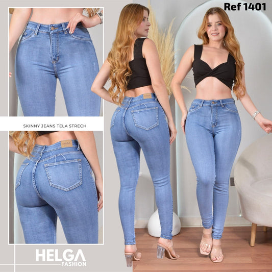 Jeans Skinny Strech, Tiro Alto Ref 1401