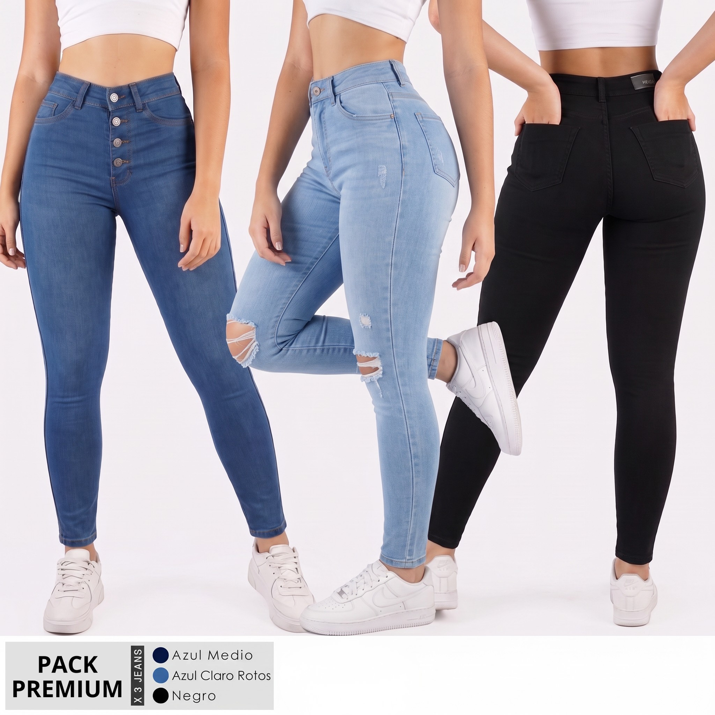 PACK X3 JEANS PREMIUM DAMA